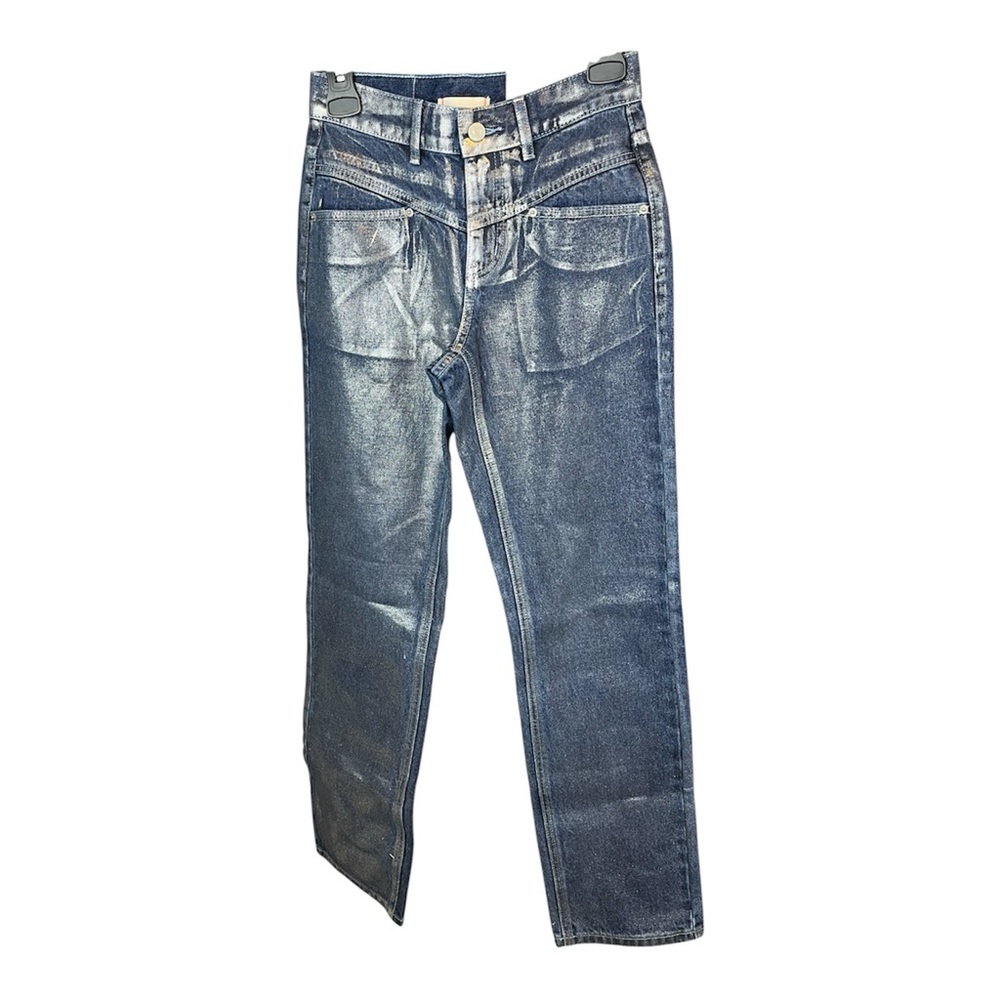 BDG Metallic Cowboy Jeans Size 25 Straight Leg Silvery Sheen 100% Cotton NWT